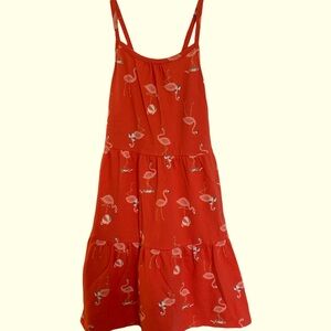 Cat & Jack burnt orange sleeveless flamingo midi sundress girls medium (7/8)